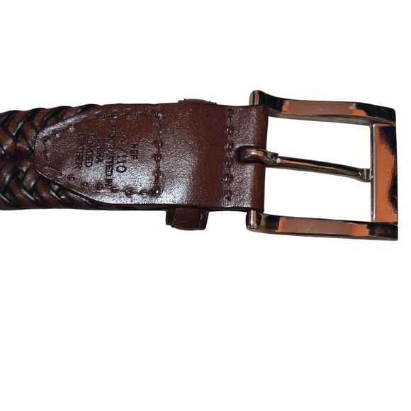 Men's Brown Braided Leather Belt Size 44 - Picture 4 of 6